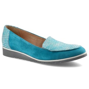 Półbuty damskie Gamis, naturalna skóra zamszowa i profilowana wkładka, turkusowe, 1820-W68-W60
