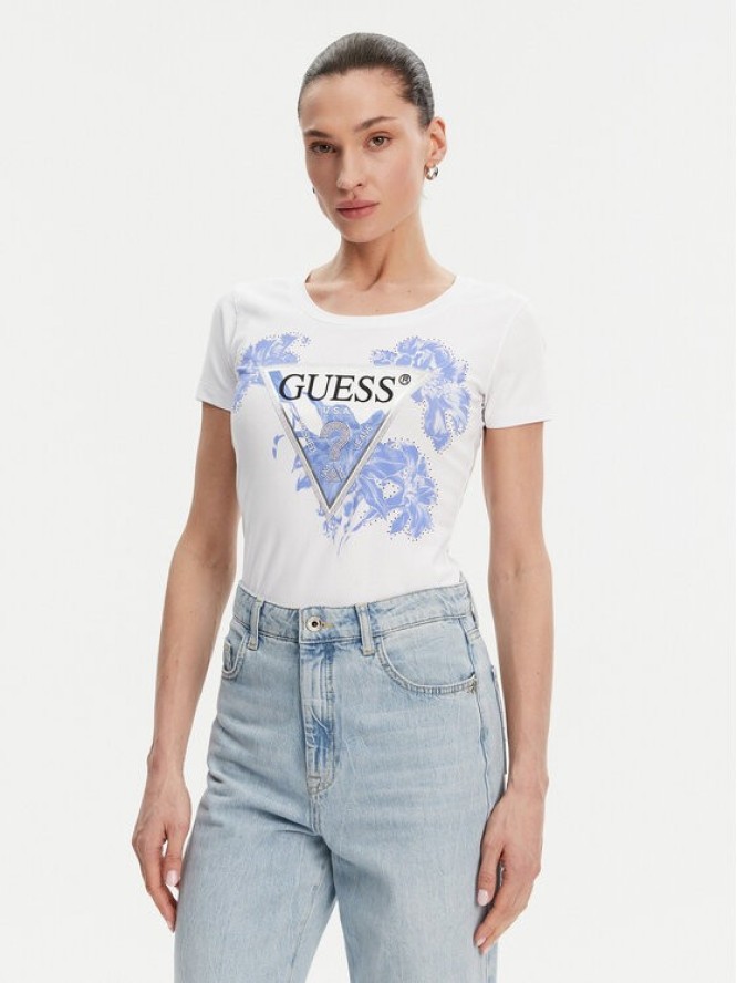Guess T-Shirt W5GI08 J1314 Biały Slim Fit