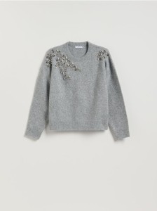 Sweter z ozdobnymi aplikacjami - jasnoszary