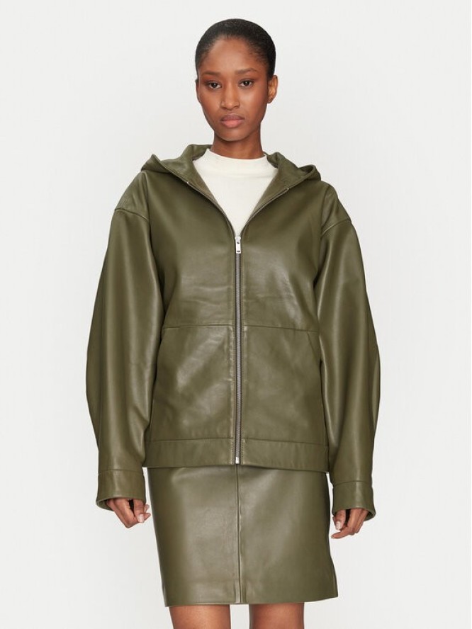 2NDDAY Kurtka skórzana 2251512606 190515 Zielony Regular Fit