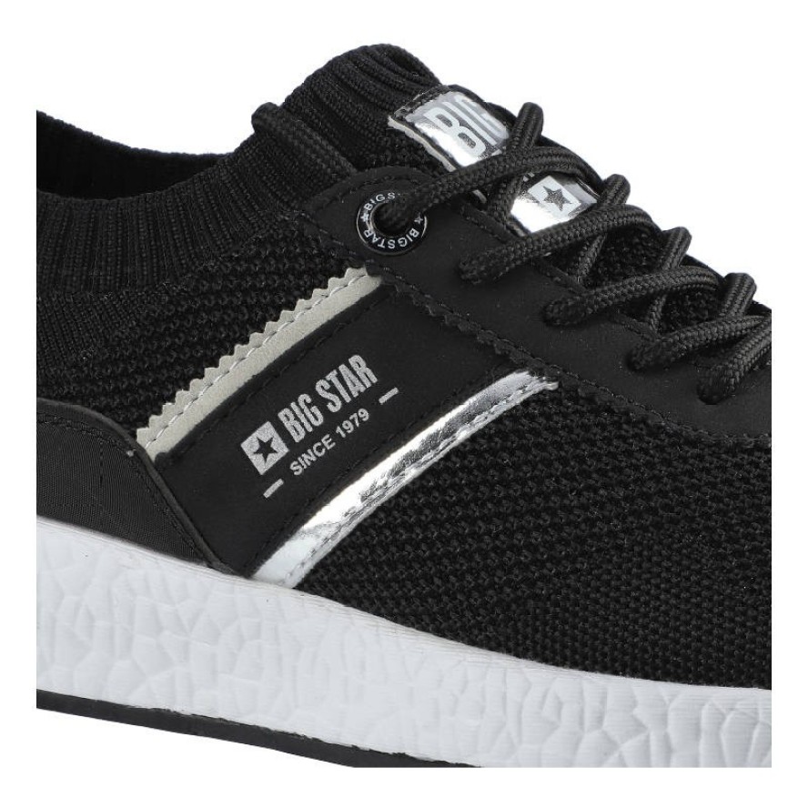 Sneakersy damskie Big Star, materiał tekstylny o siatkowej strukturze z elementami skóry syntetycznej z klasycznym sznurowaniem elastyczną cholewką o