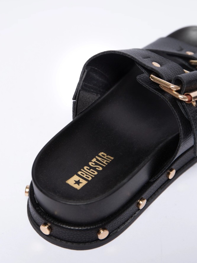 Klapki damskie na podwyższonej podeszwie czarne NN274082 906