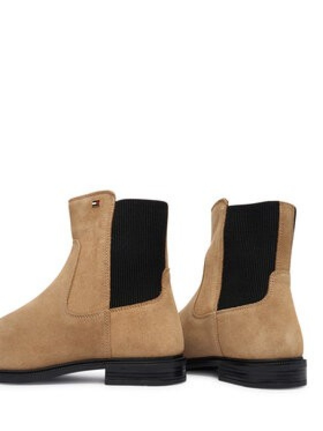 Tommy Hilfiger Sztyblety Enamel Flag Suede Ankle Chelsea FW0FW09575 Beżowy