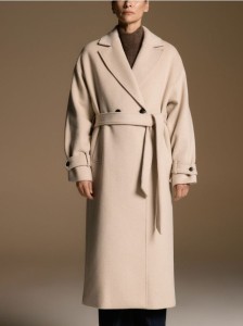 Płaszcz z wełną - beżowy