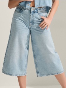 Jeansy wide leg high waist - niebieski