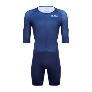 Damski kombinezon triathlonowy Essential z rękawami – granatowy