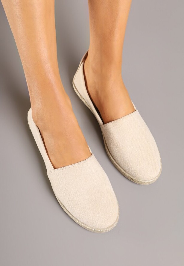 Beżowe Płaskie Espadryle z Plecionką na Podeszwie Julietae