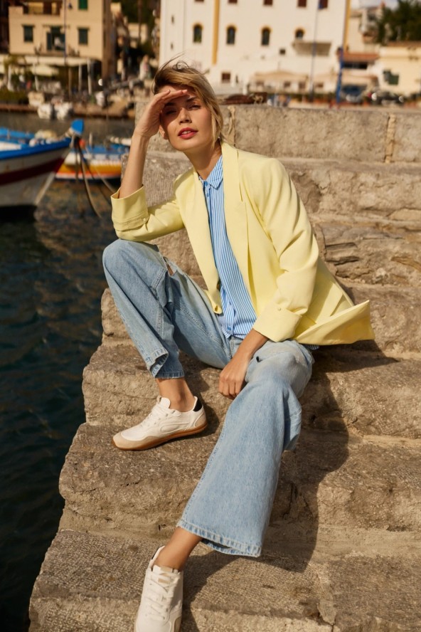 Marynarka z podwijanymi rękawami żółta