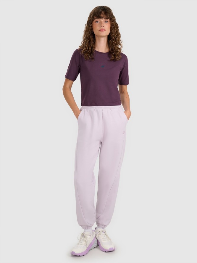 4F Crop-top slim gładki damski - fioletowy M
