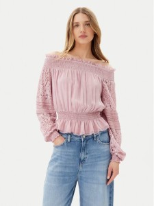 Guess Bluzka W5GH0S WE550 Różowy Regular Fit