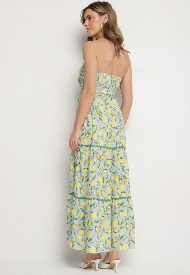 Ciemnozielona Sukienka w Cytryny z Kokardą Galadessa