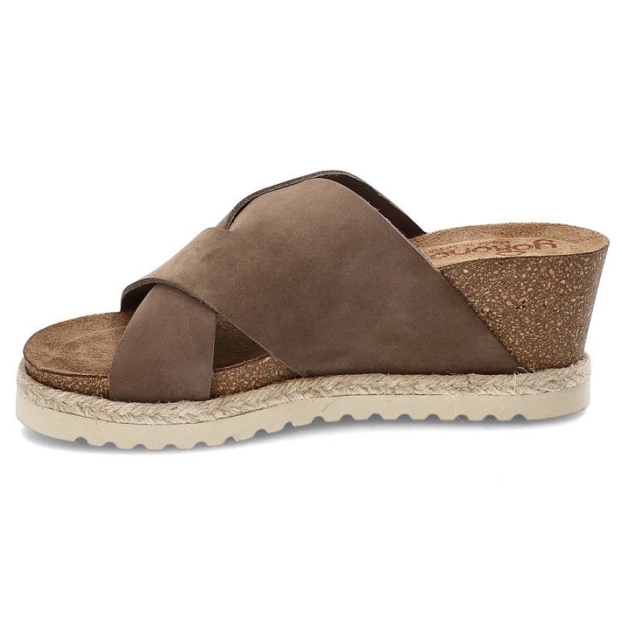 Brązowe Klapki Yokono Damskie Na Koturnie