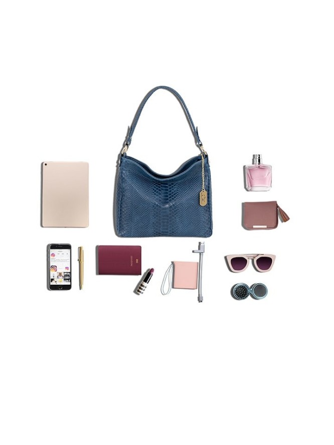 Anna Morellini Skórzana torebka "Dania" w kolorze granatowym - 29 x 24 x 8 cm rozmiar: onesize