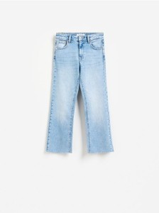 Jeansy flare cropped - niebieski