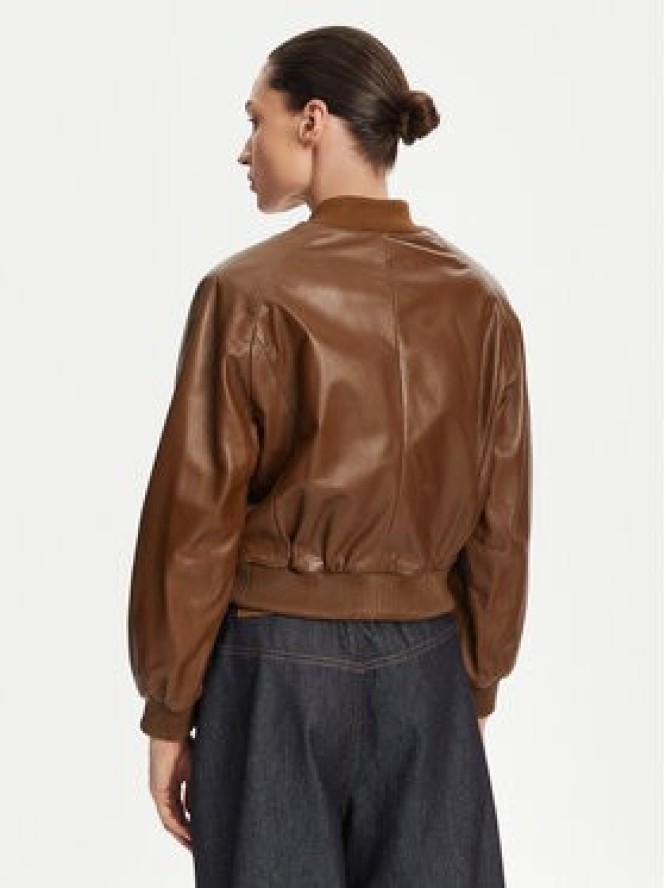 Serge Pariente Kurtka skórzana Gaia Brązowy Regular Fit