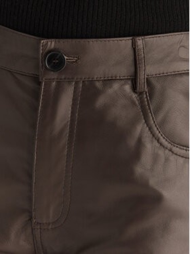 ViCOLO Spodnie skórzane TF0318 Brązowy Regular Fit