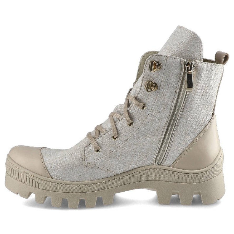 Beżowe Botki Damiss Damskie Stylowe Buty Jesienne