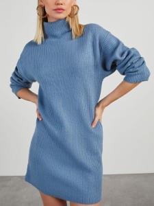 Milan Kiss Sukienka dzianinowa w kolorze błękitnym rozmiar: S