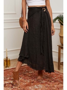 Fleur de Lin Lniana spódnica "Luberon" w kolorze czarnym rozmiar: M