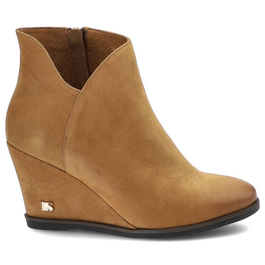 Brązowe Botki Libero Damskie Buty Na Koturnie