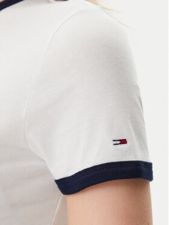 Tommy Jeans T-Shirt Script Ringer DW0DW20631 Écru Slim Fit