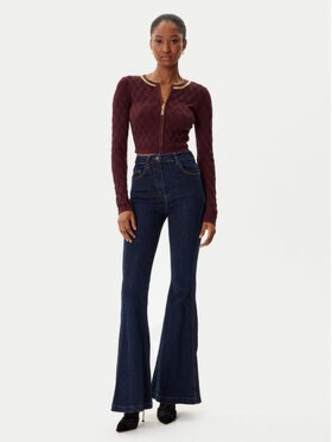 Elisabetta Franchi Kardigan MK-29B-56E2-V450 Bordowy Regular Fit