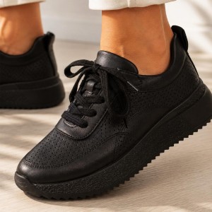 Czarne skórzane sneakersy damskie M.Daszyński Ol39-4