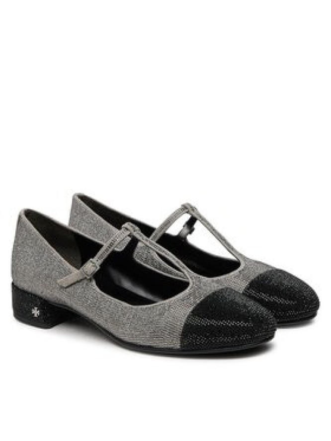 Tory Burch Baleriny Cap-Toe T-Strap Pave Heeled 159830 Srebrny