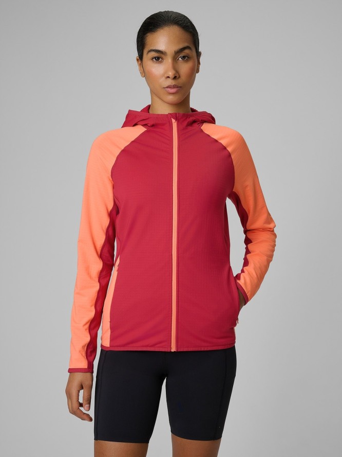 4F Bluza trekkingowa slim z kapturem damska - czerwona XL