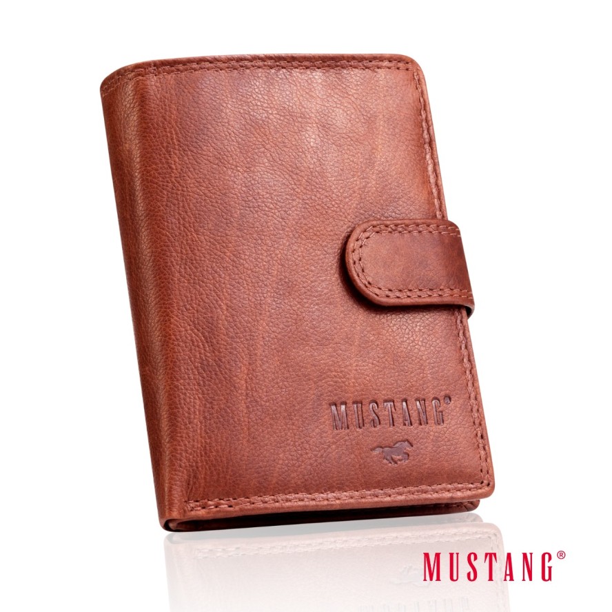 MUSTANG Denimo High Wallet Side Opening With Button SKÓRZANY PORTFEL POJEMNY NA KARTY PREMIUM