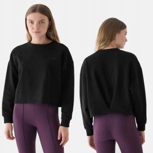 BLUZA DAMSKA 4F BAWEŁNIANA NIEROZPINANA BEZ KAPTURA TSWSF1305 KOLOR CZARNY