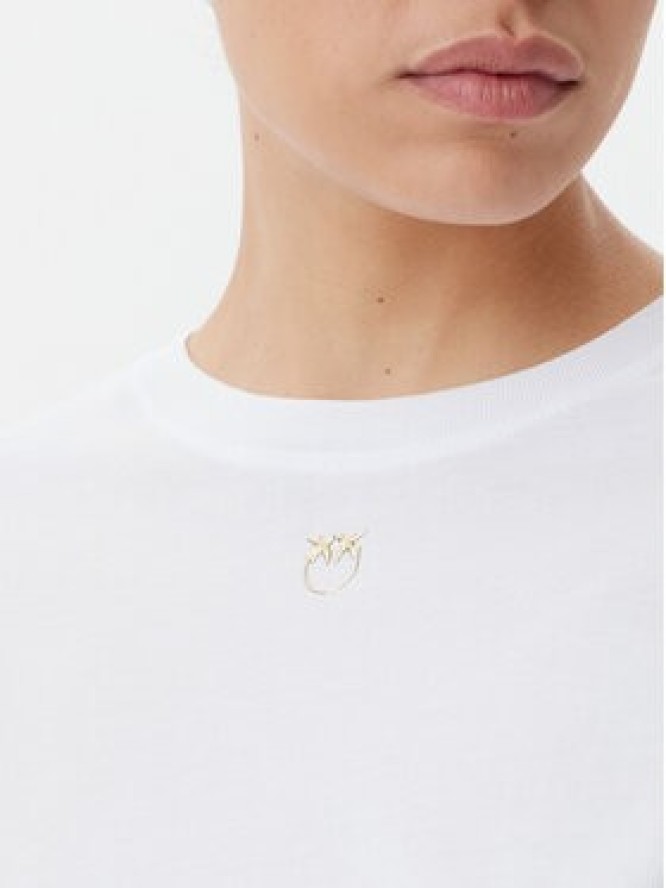 PINKO T-Shirt Bussolotto 100373 A2OG Biały Regular Fit