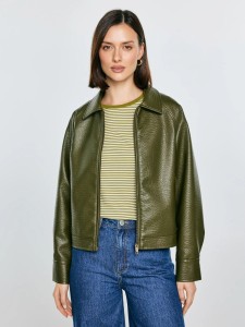 Kurtka damska ze skóry ekologicznej zielona Mackenzie 301