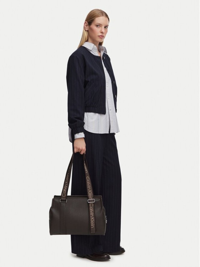 Calvin Klein Torebka Webbing Adj Strap Tote LV04F3644G Brązowy