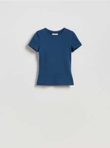 Bawełniany t-shirt slim fit - granatowy