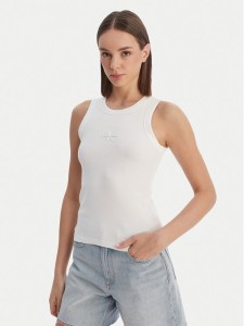 Calvin Klein Jeans Top LV047E200G Biały Slim Fit