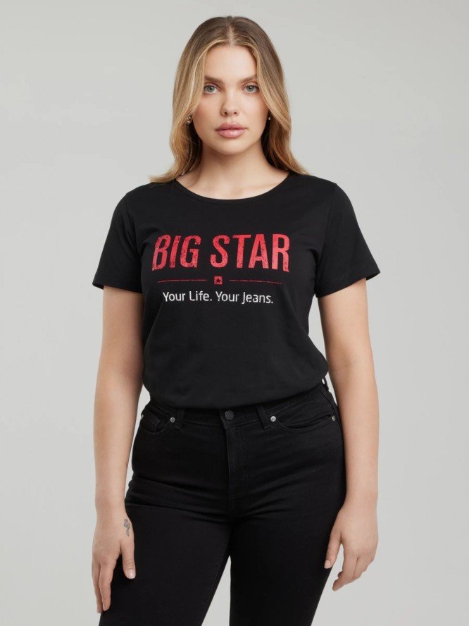 Koszulka damska o klasycznym kroju czarna Brunona 906