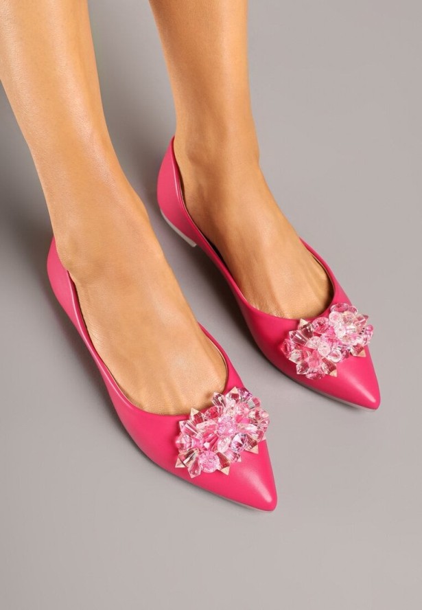 Czerwone Balerinki Ozdobione Kryształkami Vevaria