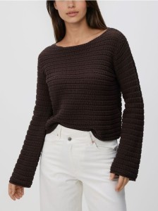 Sweter z luźnym splotem - brązowy