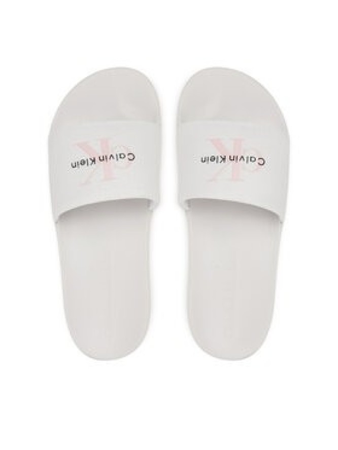 Calvin Klein Jeans Klapki Slide Monogram Wn Logo Ck YW0YW01967 Biały