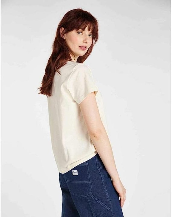 LEE SUSTAINABLE TEE DAMSKI T-SHIRT KOSZULKA ECRU MELE L42AEC48 112109291