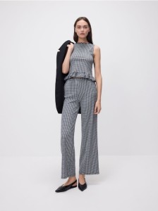 Luźne spodnie w kratę - czarny