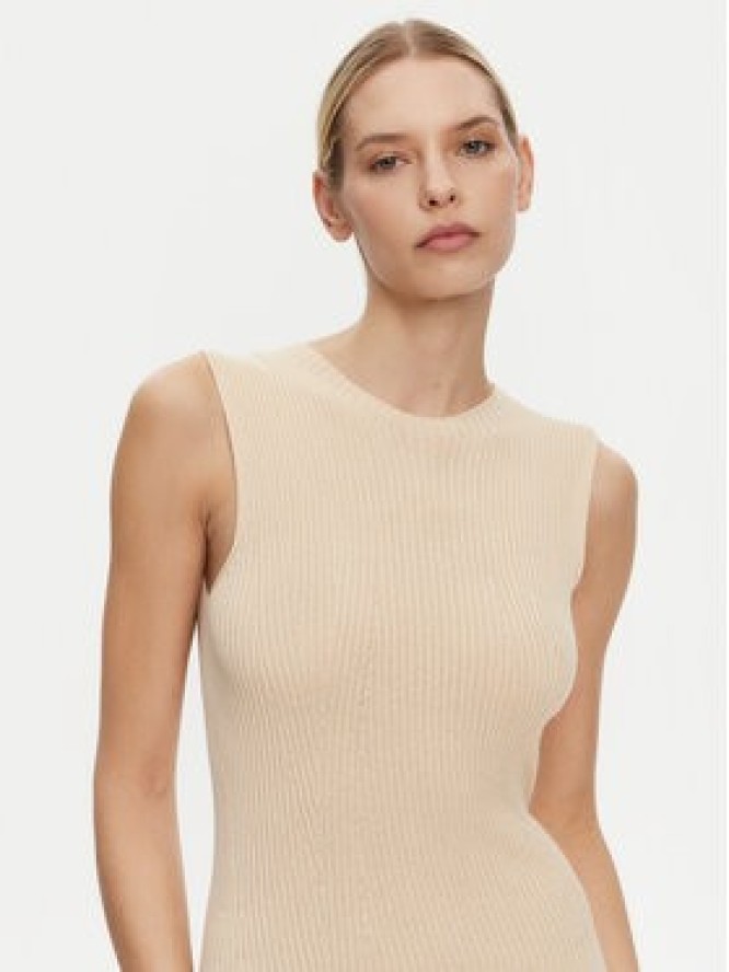 Kontatto Sukienka dzianinowa 3M0512C Beżowy Regular Fit