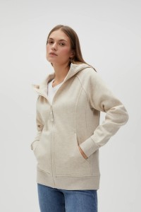 Rozpinana bluza z kapturem beżowa