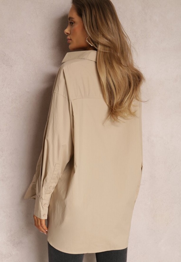 Beżowa Koszula Bawełniana Aquida