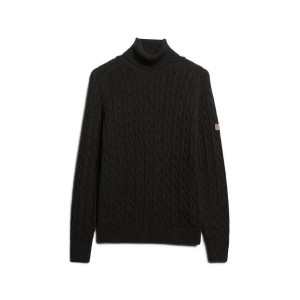Sweter na plecionce z golfem damski Superdry