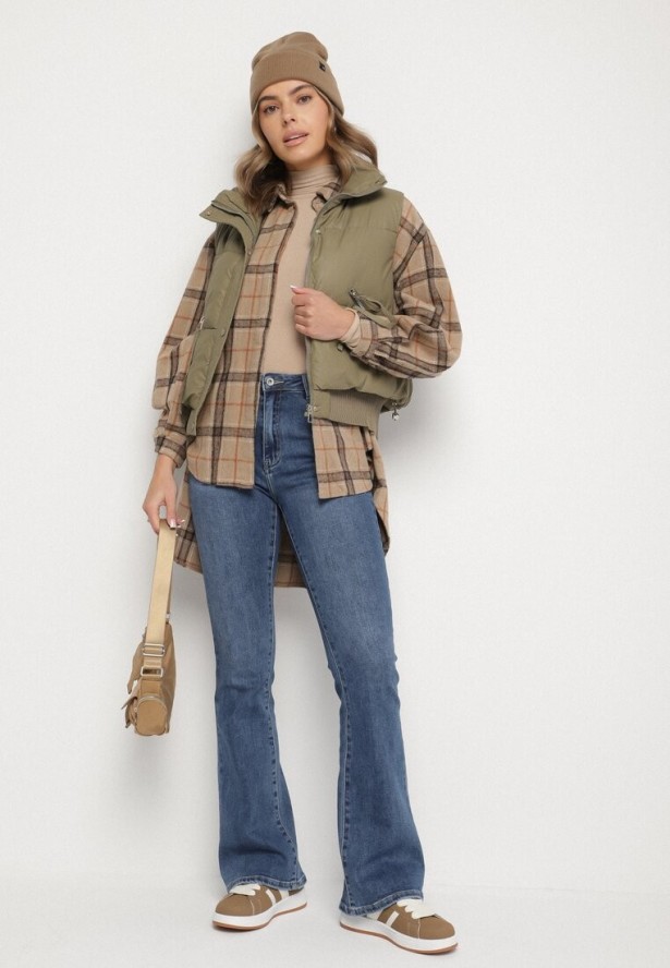 Niebieskie Elastyczne Jeansy o Kroju Dzwonów Zenaia