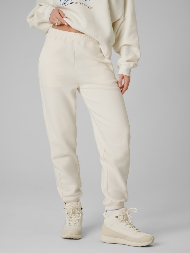 4F Spodnie dresowe joggery damskie - beżowe XL