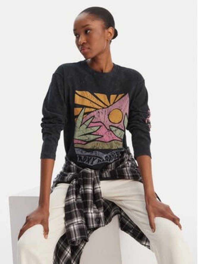 Roxy Bluzka Hangloose Washed ERJZT06028 Czarny Relaxed Fit