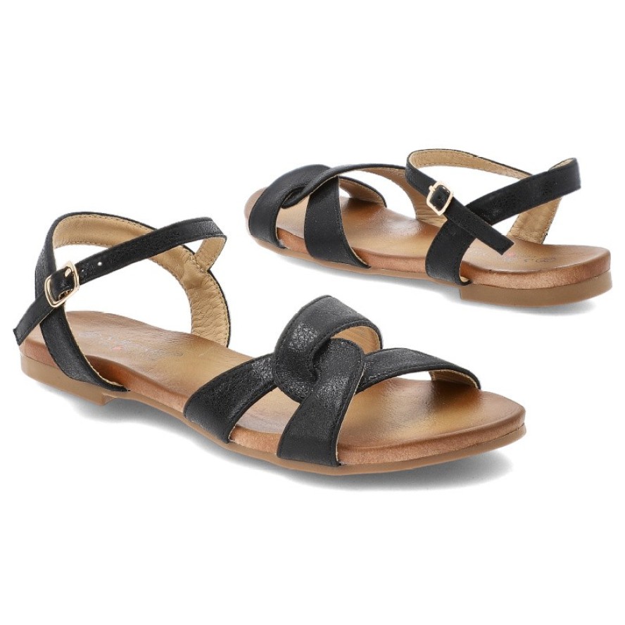 Czarne Sandały S.Barski Stylowe Obuwie Damskie